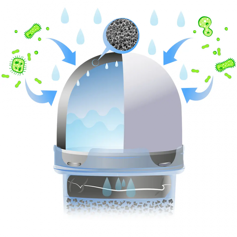 El filtro de agua cerámico Vita Plus retiene sedimentos, bacterias y microplásticos.